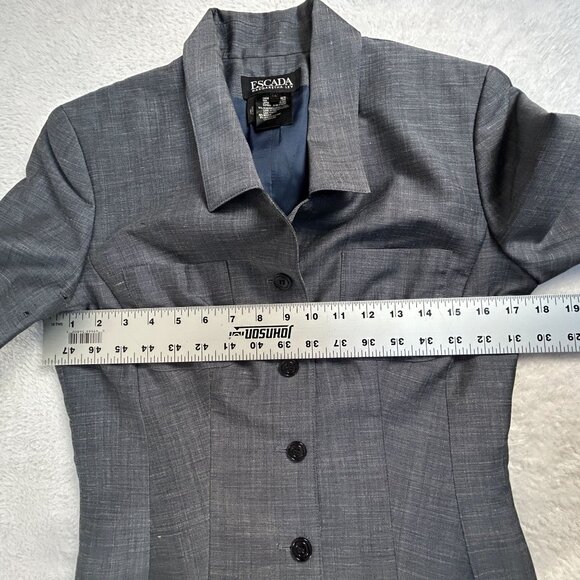 Escada Margaretha Ley Womens Gray Wool-Blend Short Sleeve Blazer Jacket Size 36 - Picture 7 of 8